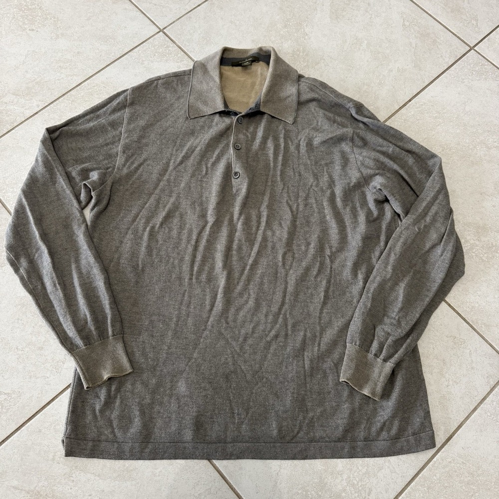 Ermenegildo Zegna Sweater Mens S‎ 48 Brown Collared Long Sleeve Itay Designer